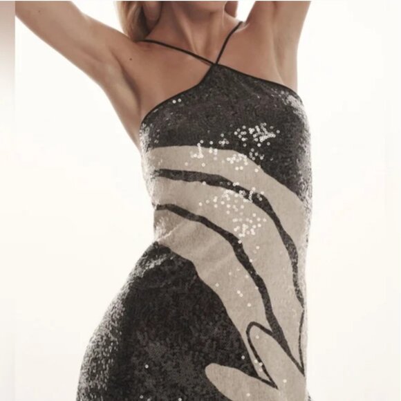 Farm Rio Halter Sequin Column Midi Dress size L - Picture 3 of 10